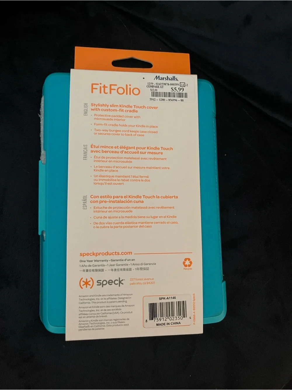 Speck FitFolio Kindle Touch Case - Teal